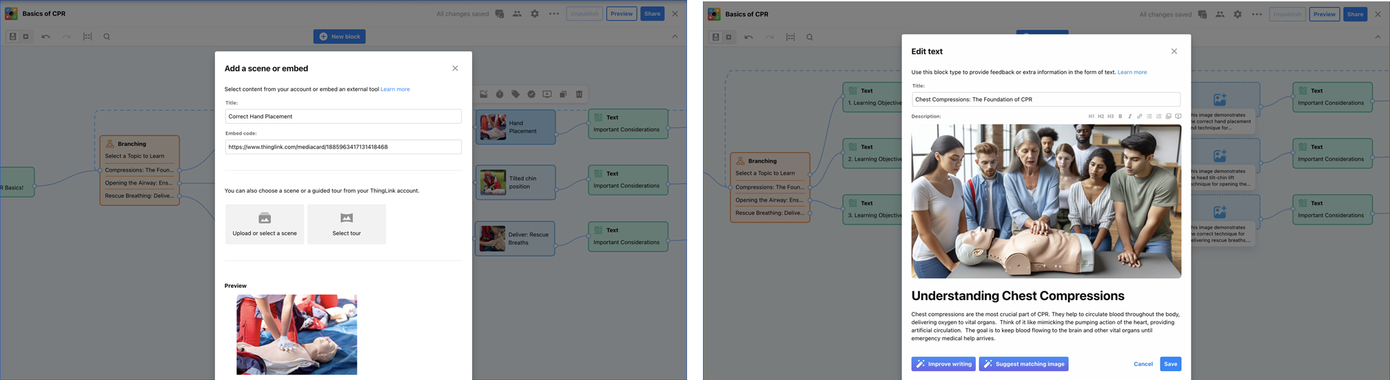 Add scenes and Customise blocks