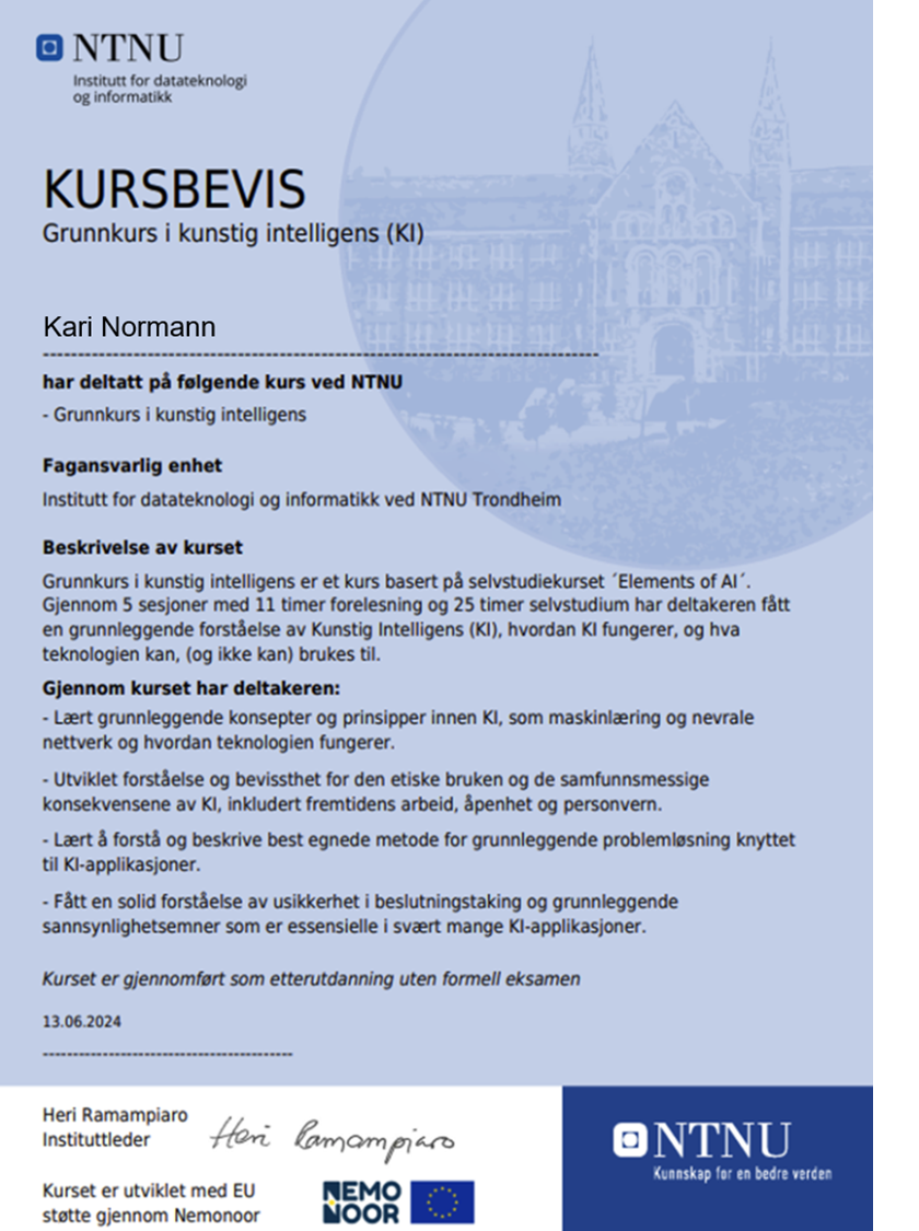Course diploma